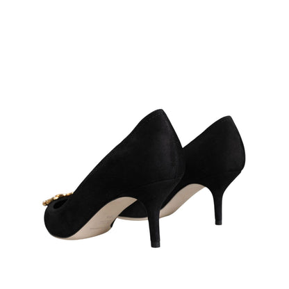 Dolce & Gabbana Black Amore Suede Bellucci Heels Pumps Shoes