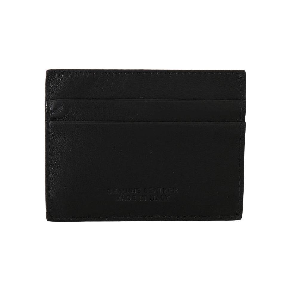 Billionaire Italian Couture Black Leather Cardholder Wallet Wallet