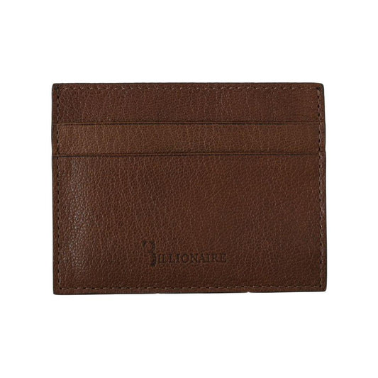 Billionaire Italian Couture Brown Leather Cardholder Wallet VAS1447