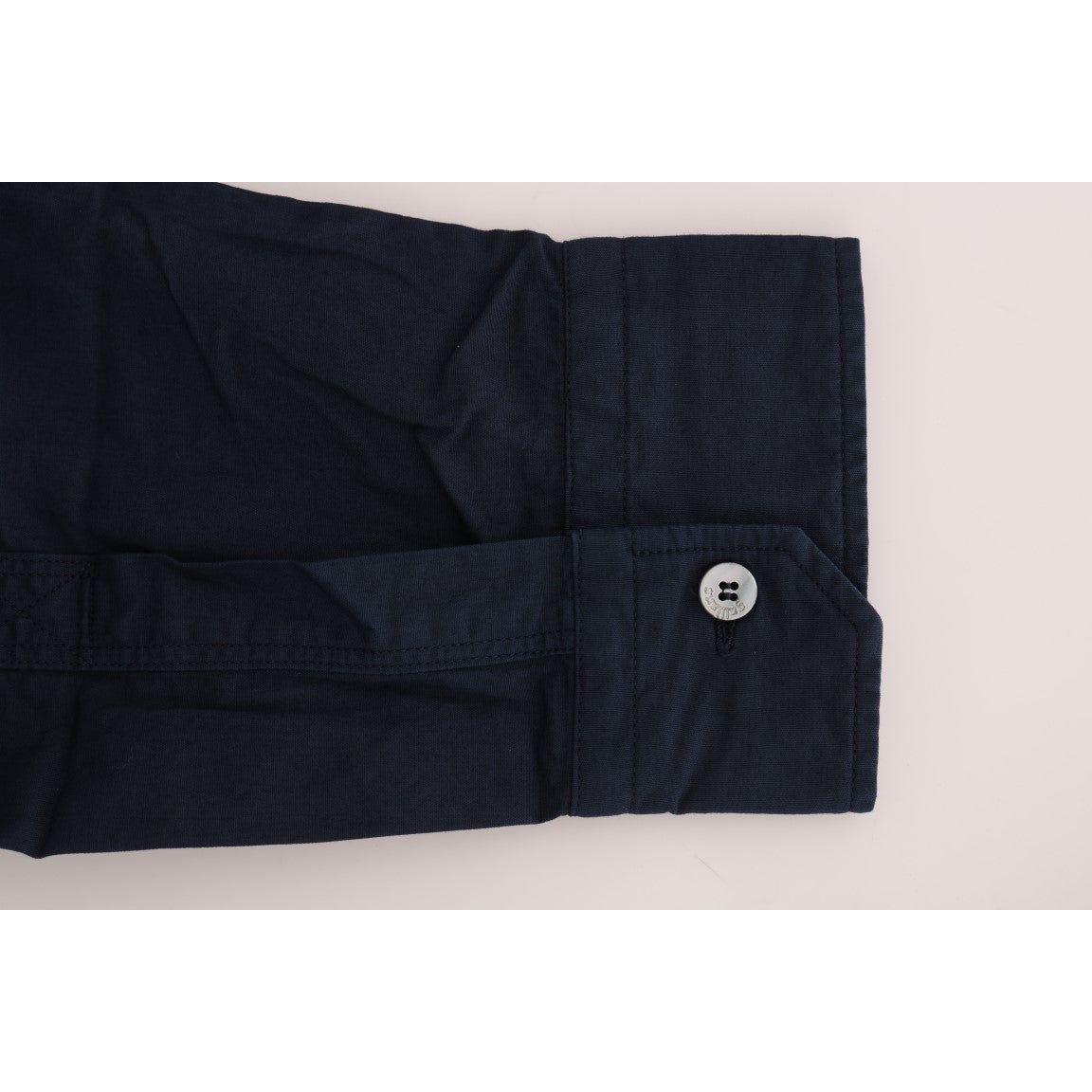 John Galliano Blue Casual Cotton Long Sleeve Shirt