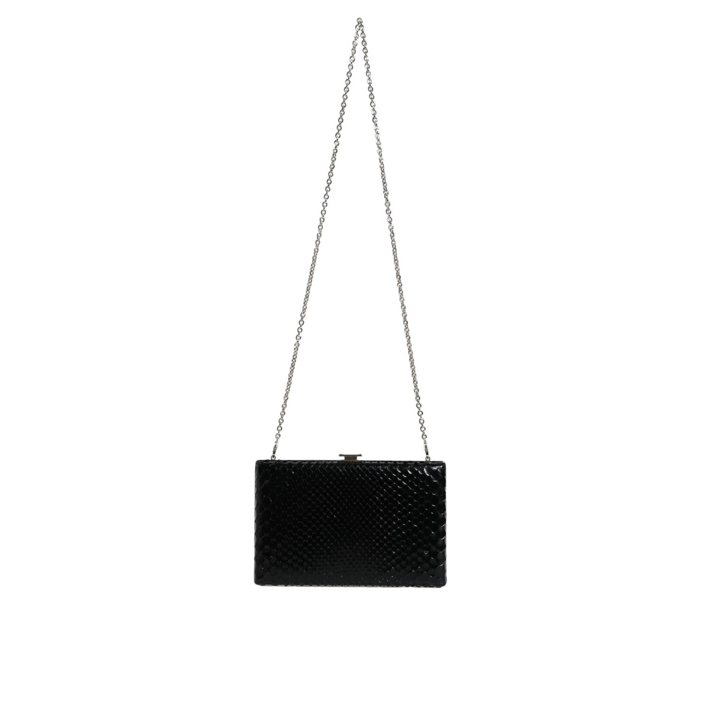 Dolce & Gabbana Black Leather Silver Frame Clutch Mini Crossbody Bag