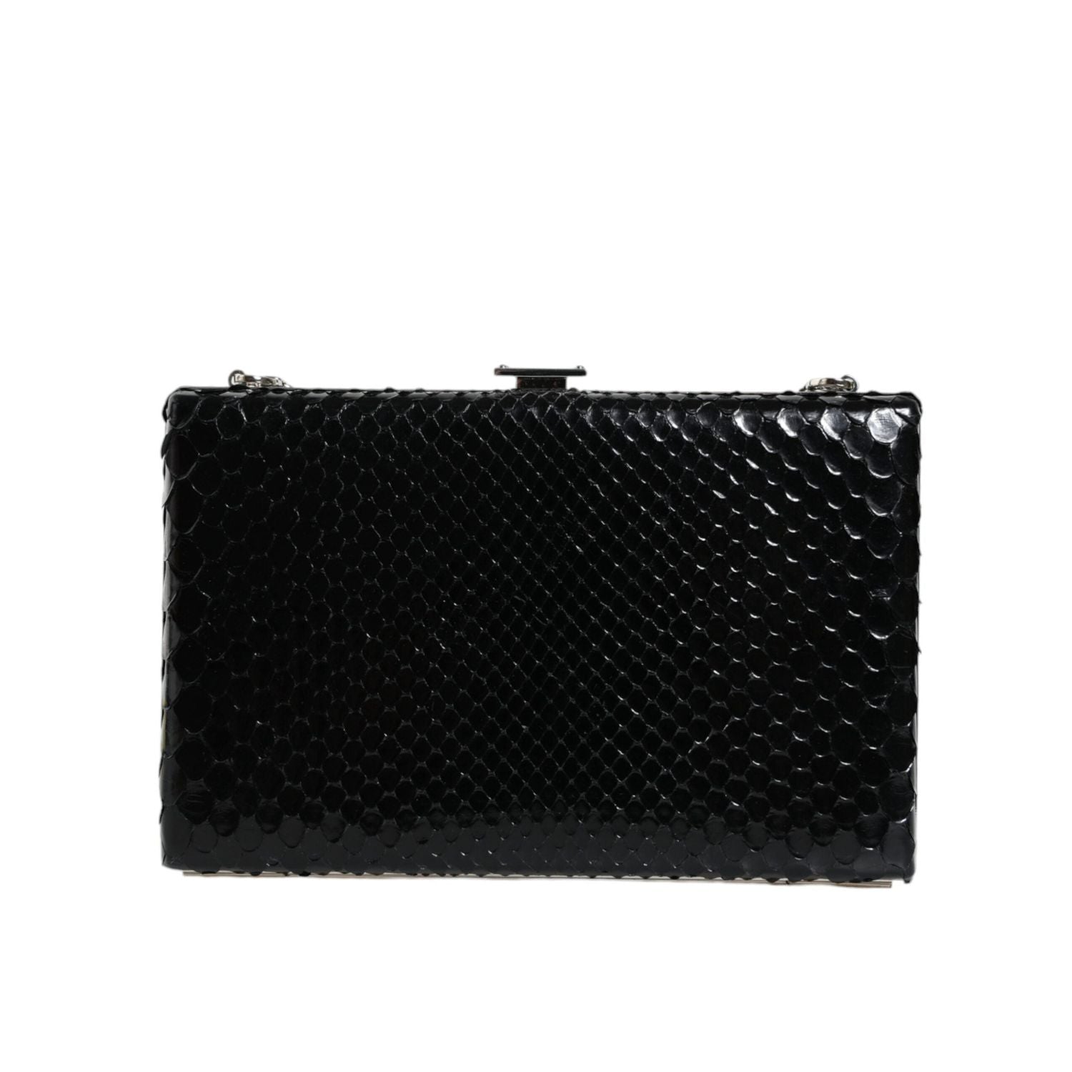 Dolce & Gabbana Black Leather Silver Frame Clutch Mini Crossbody Bag