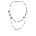 Dolce & Gabbana Gold Chain Brass Floral Layered Crystal Pearl Necklace Necklace