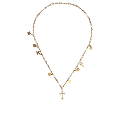 Dolce & Gabbana Gold Tone Brass Chain Religious Cross Pendant Necklace Necklace