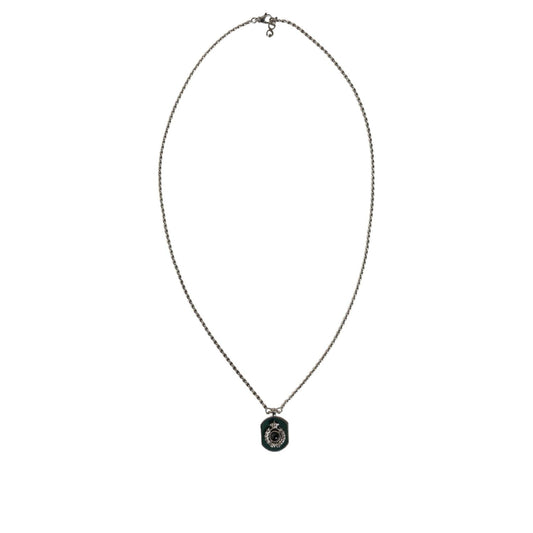 Dolce & Gabbana Sterling Silver 925 Chain Bar Gem Pendant Logo Necklace Necklace