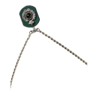 Dolce & Gabbana Sterling Silver 925 Chain Bar Gem Pendant Logo Necklace
