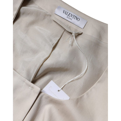 Valentino Beige Cotton Long Sleeves Round Neck Blazer Jacket