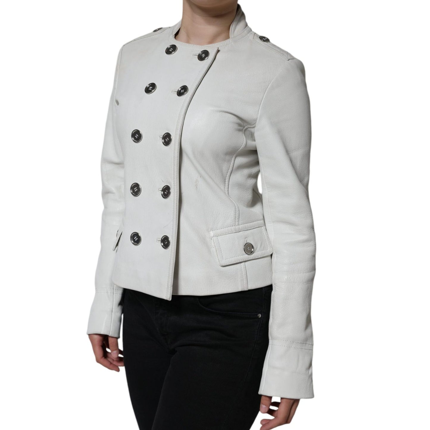 Dolce & Gabbana White Double Breasted Blazer Coat Jacket