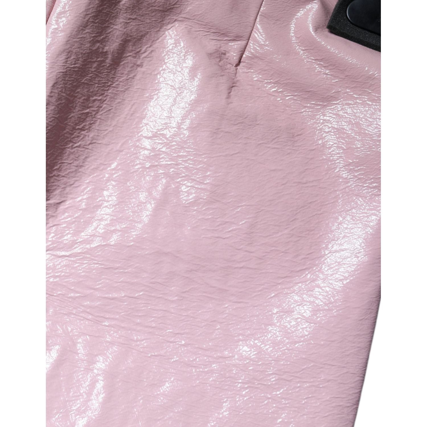 Dolce & Gabbana Glossy Pink Cotton High Waist Mini Skirt