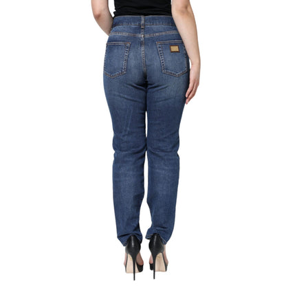 Dolce & Gabbana Black Floral Lace Front Skinny Denim Jeans