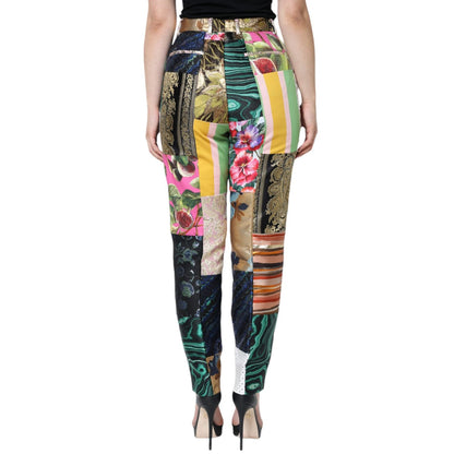 Dolce & Gabbana Multicolor Patchwork Jacquard High Waist Pants