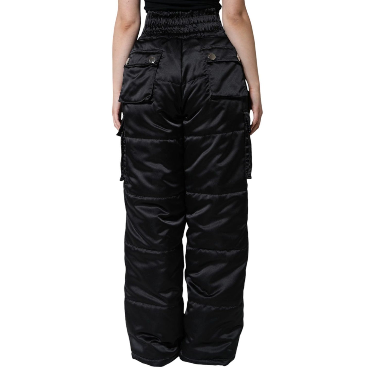 Dolce & Gabbana Black Quilted High Waist Women Boot Cut Pants