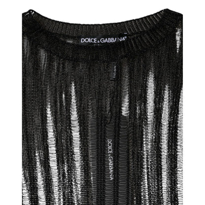 Dolce & Gabbana Black Stripe See Through Long Sleeves Top