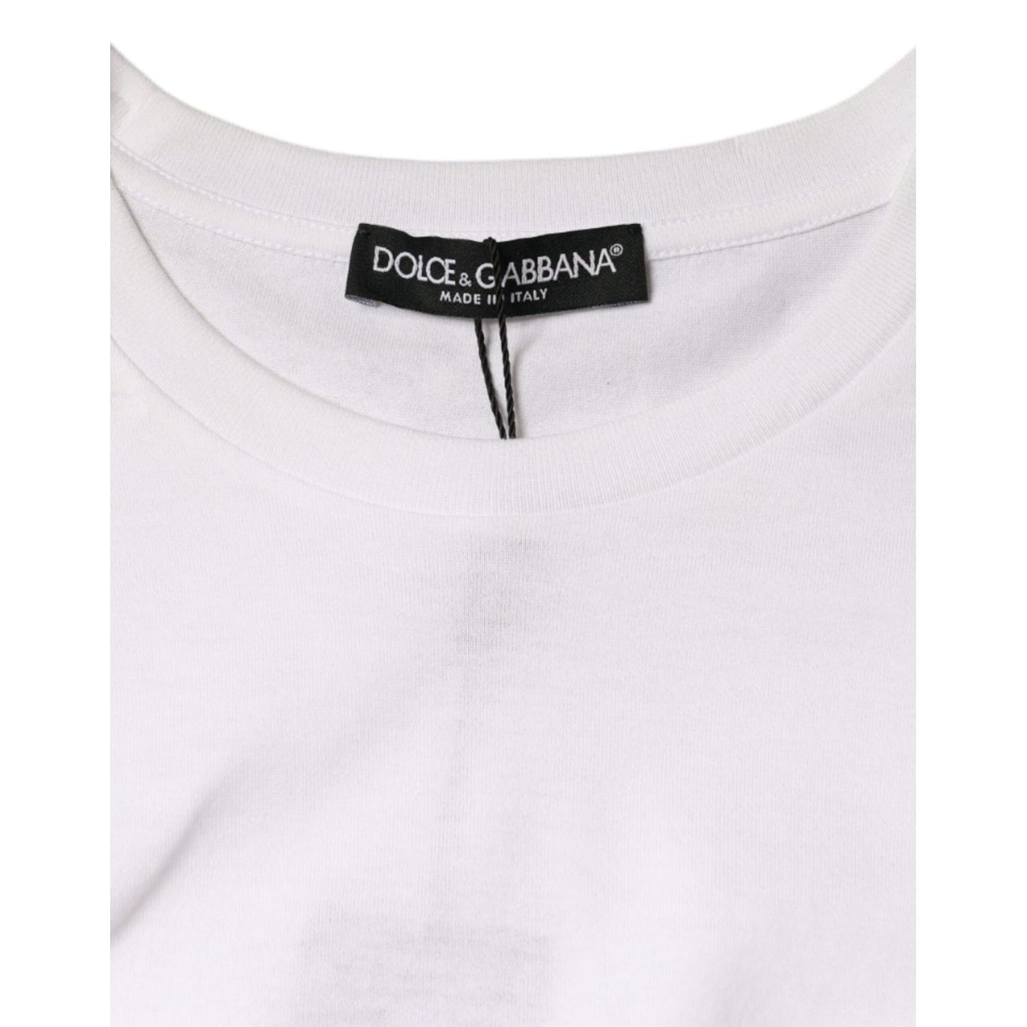 Dolce & Gabbana White Cotton Sleeveless Crew Neck T-shirt