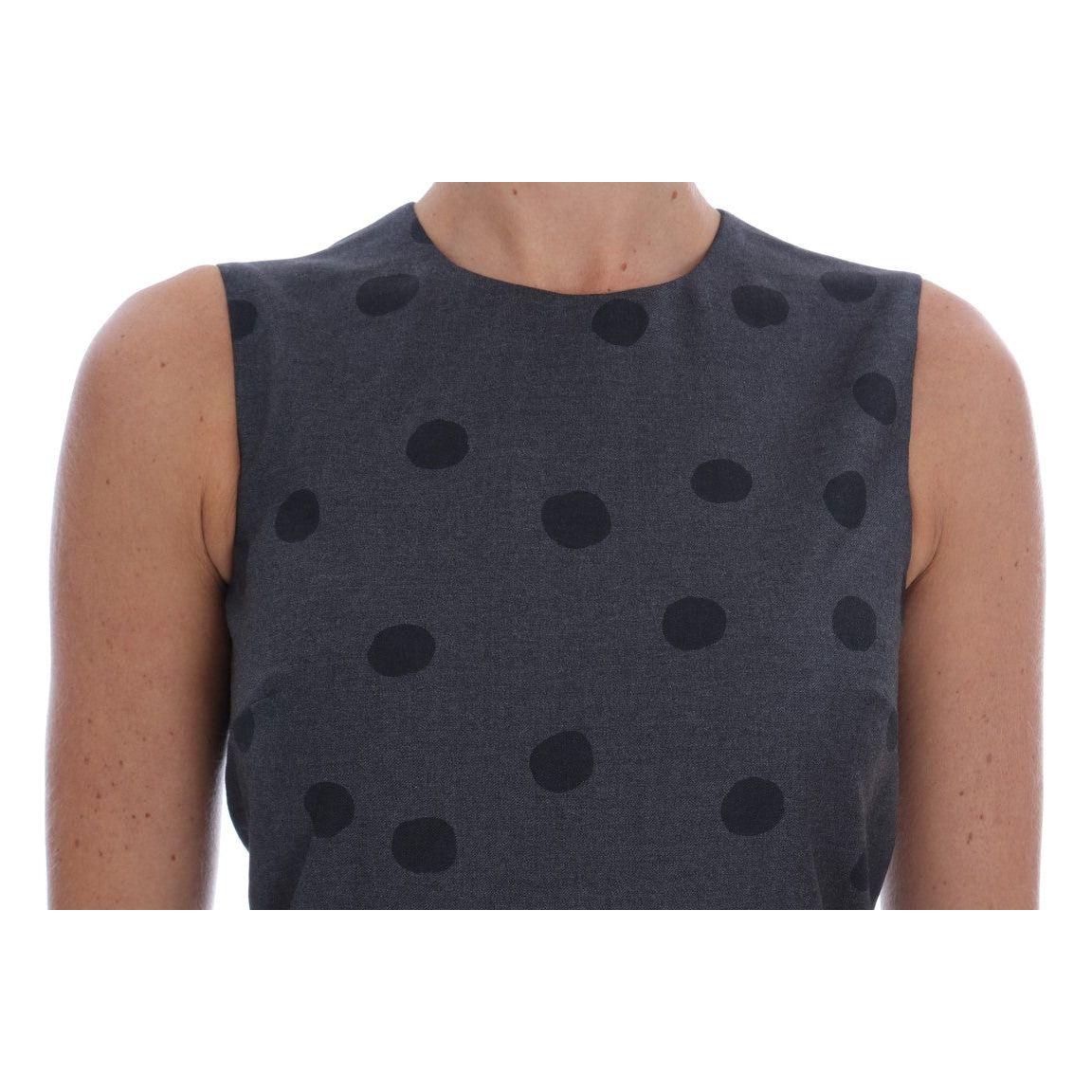 Dolce & Gabbana Gray Polka Dotted Sheath Wool Dress DR1214-1