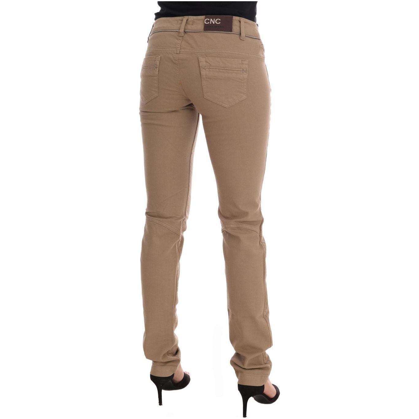 Costume National Beige Cotton Stretch Slim Fit Jeans Jeans & Pants