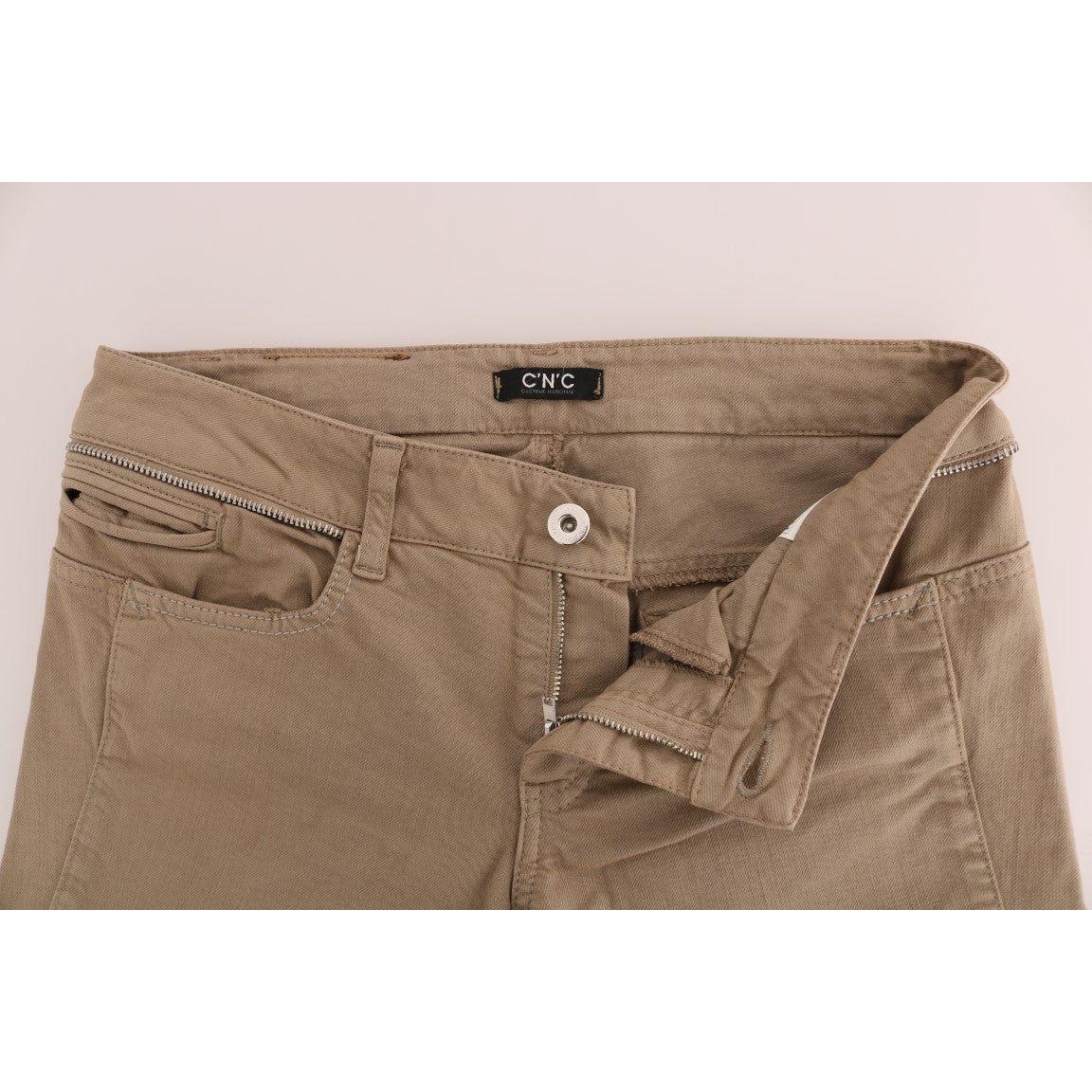 Costume National Beige Cotton Stretch Slim Fit Jeans SIG30130-1
