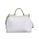 Dolce & Gabbana White Rafia Leather Top Handle Crossbody Bag BAG4096