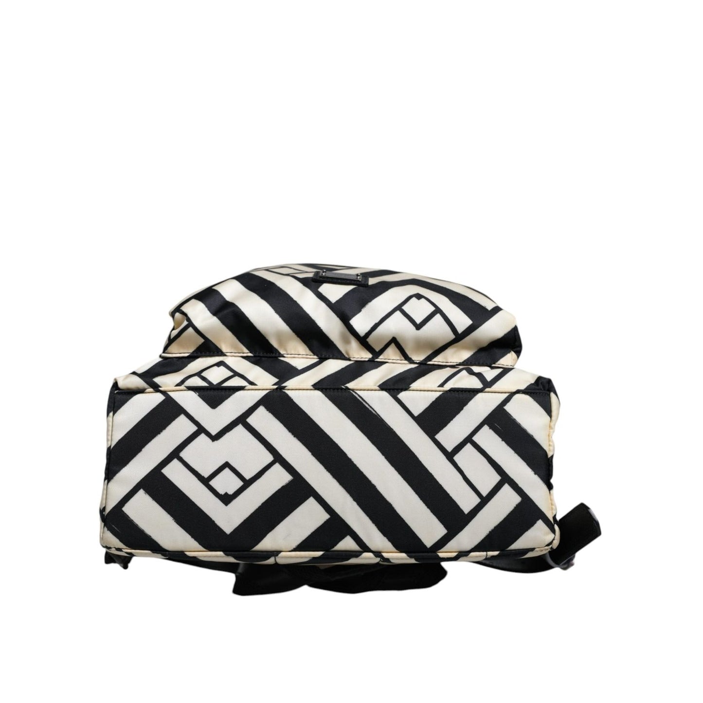 Dolce & Gabbana Black White Nylon Leather Travel Back Pack Bag