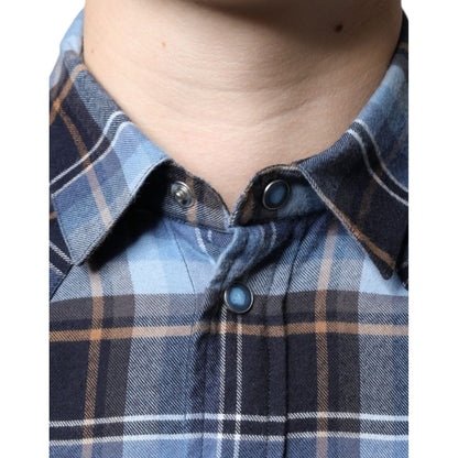 Dolce & Gabbana Multicolor Checkered Paradiso Patch Slim Fit Shirt