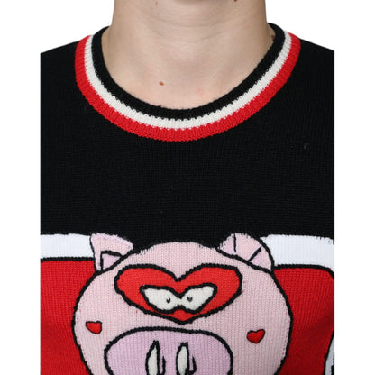 Dolce & Gabbana Black Cashmere Pig of the Year Pullover Sweater