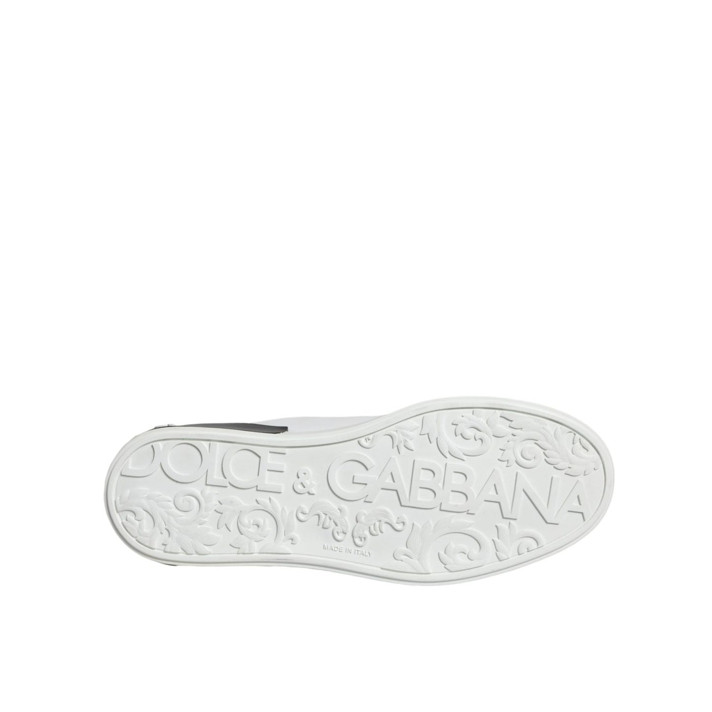 Dolce & Gabbana Black Leather Logo Portofino Sneaker Shoes