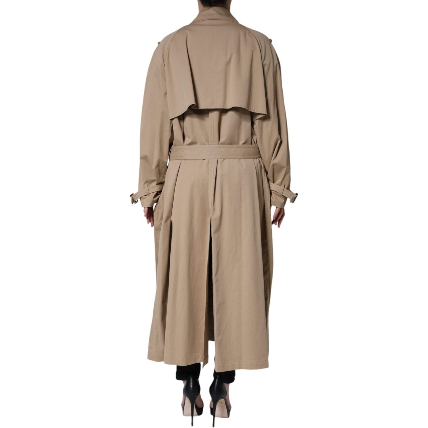Dolce & Gabbana Khaki Double Breasted Trench Coat Jacket