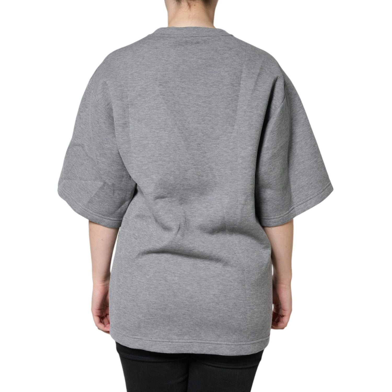 Dolce & Gabbana Gray Cotton Blend Embellished Tee T-shirt