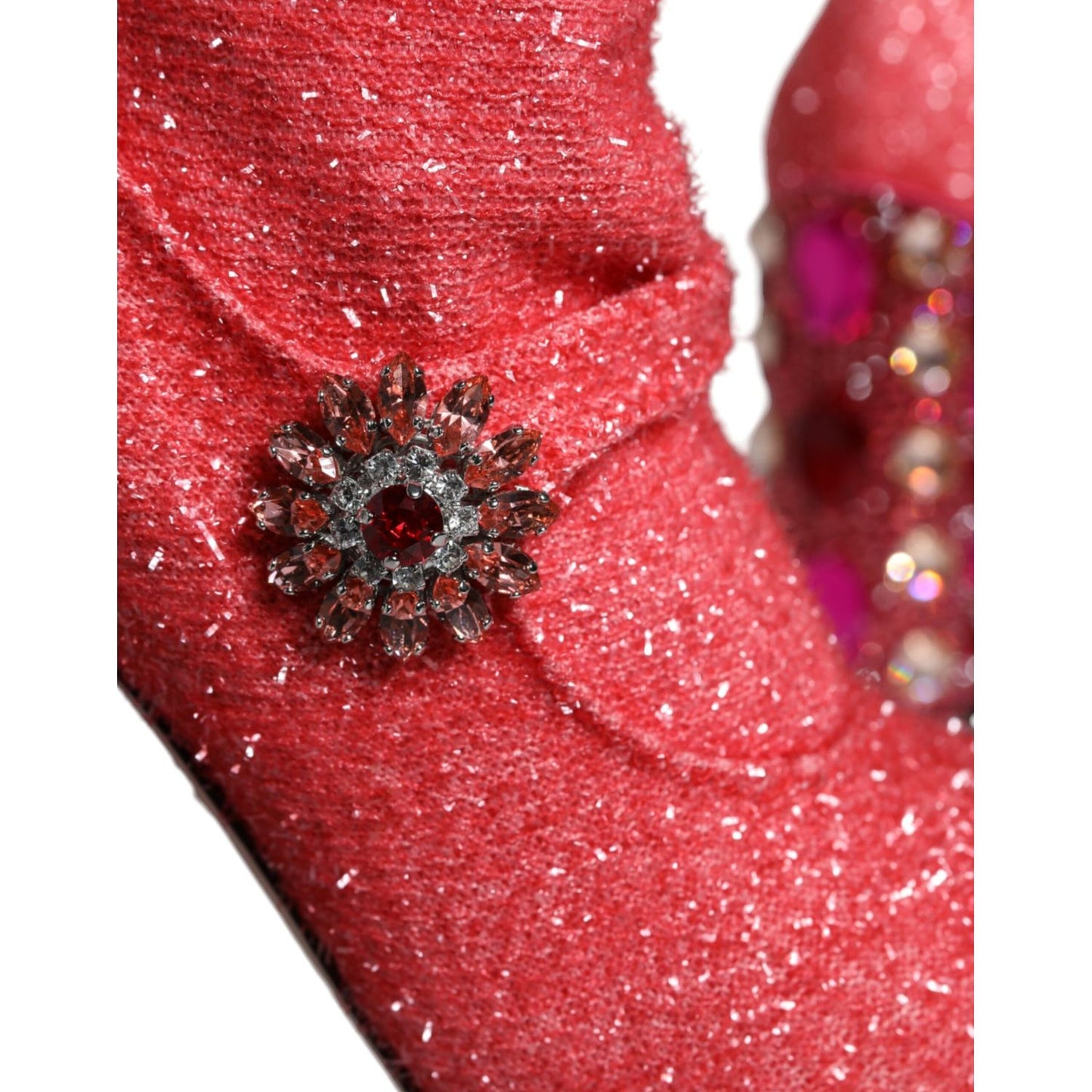 Dolce & Gabbana Pink Crystal Lurex Fantasy High Boots Shoes