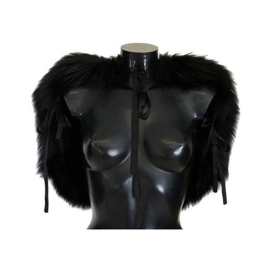 Dolce & Gabbana Black Silver Fox Fur Scarf MS1875-1