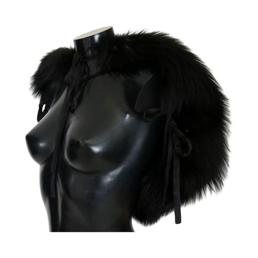 Dolce & Gabbana Black Silver Fox Fur Scarf MS1875-1