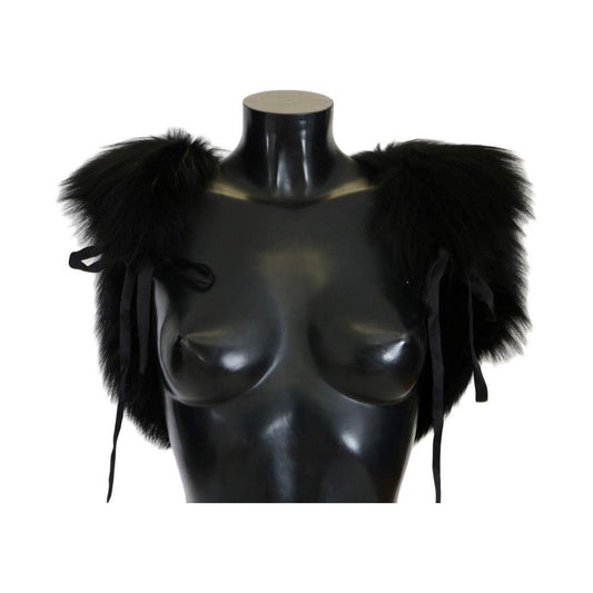 Dolce & Gabbana Black Silver Fox Fur Scarf MS1876-1