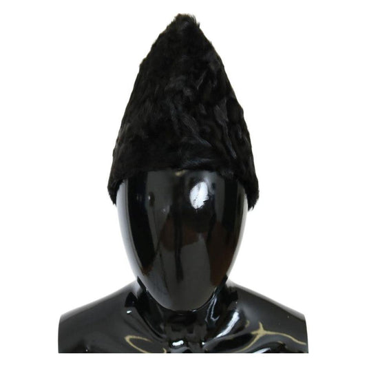 Dolce & Gabbana Black Xiangao Lamb Fur Beanie HAT21012-1