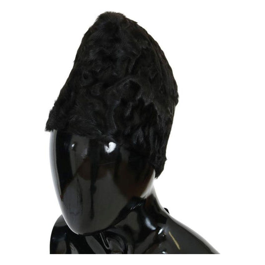 Dolce & Gabbana Black Xiangao Lamb Fur Beanie HAT21012-1