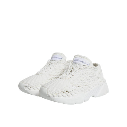 Dolce & Gabbana White Knitted Daymaster Sneakers Shoes