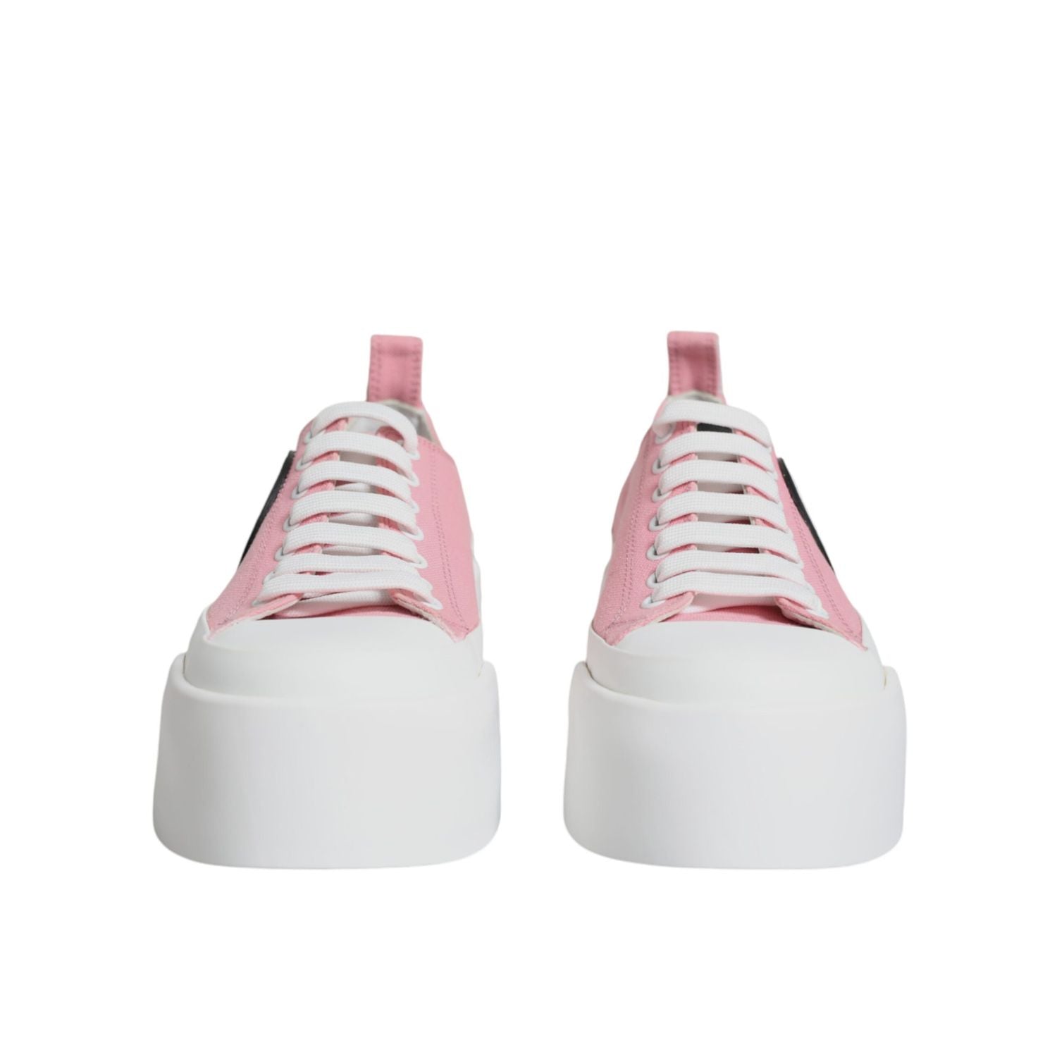Dolce & Gabbana Pink White Canvas Logo Low Top Sneakers Shoes
