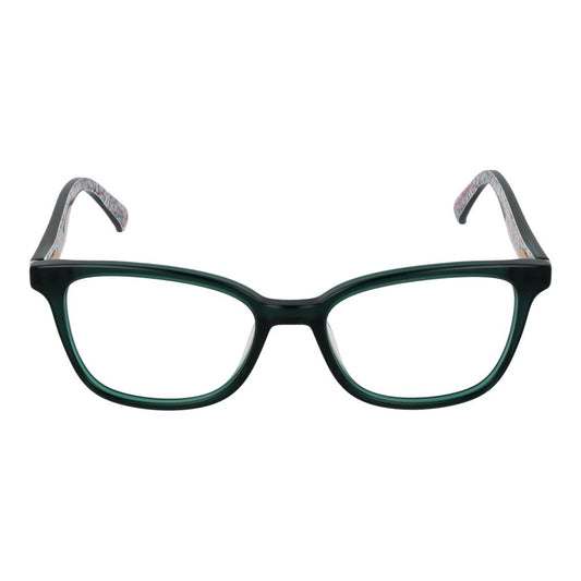 Ted Baker Green Women Glasses Frame with full-rim plastic design and rectangle shape, includes branded case. Lens width 49mm, temple length 140mm.