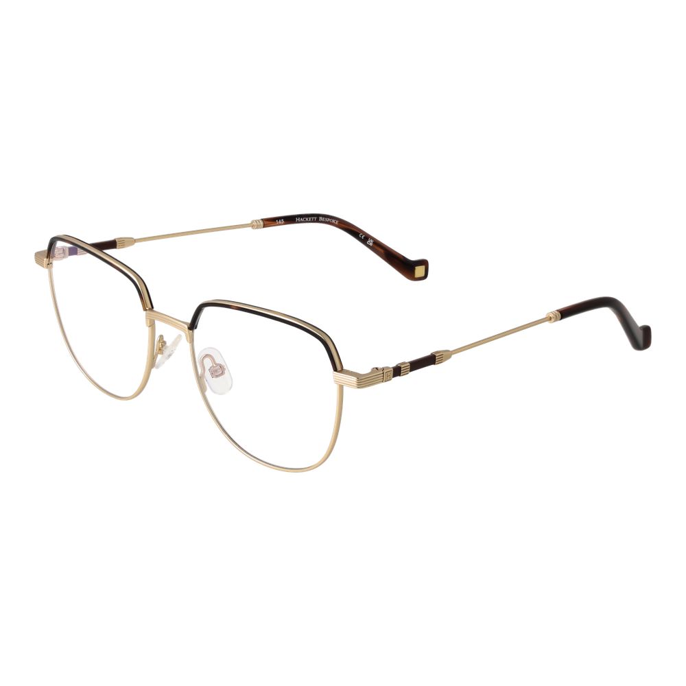 Alt Tag: Hackett Gold Men Glasses Frame in full-rim gold metal, round style, includes branded case, lens width 51, bridge 17, temples 140.