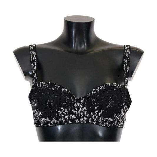 Dolce & Gabbana Black Silk White Lace Stretch Underwear Bra BIK075-2