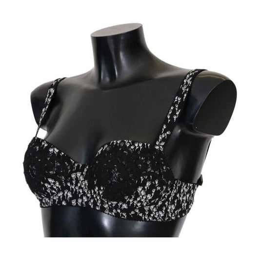 Dolce & Gabbana Black Silk White Lace Stretch Underwear Bra BIK075-2