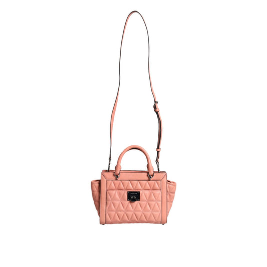 Michael Kors Peach Quilted Leather Logo Crossbody VIVIANNE Messenger Bag