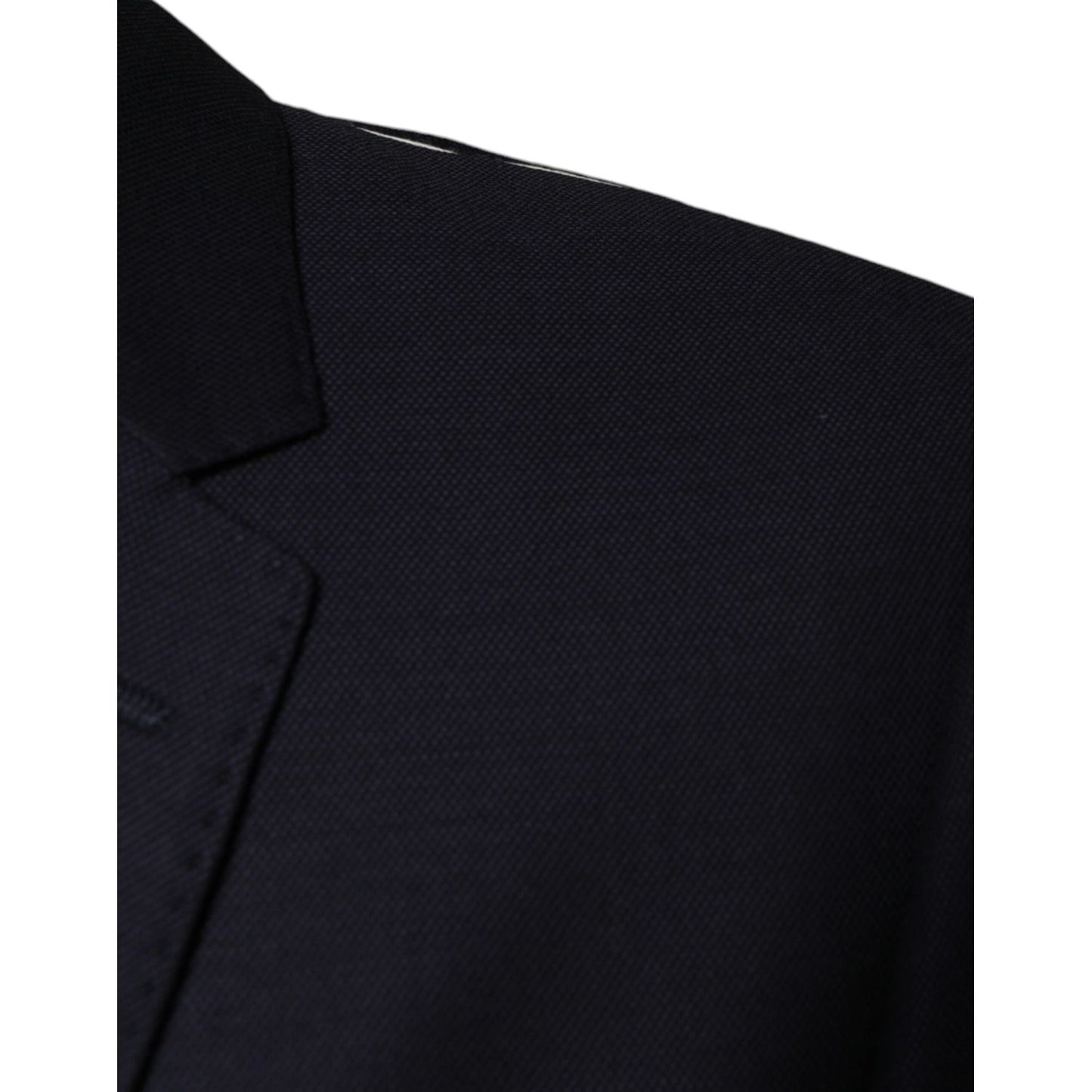 Dolce & Gabbana Dark Blue Wool Single Breasted Dress Coat Blazer