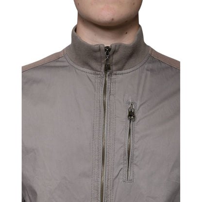 Armani Jeans Brown Cotton Full Zip Bomber Logo Jacket