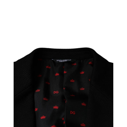 Dolce & Gabbana Black Crown Bee Single Breasted Coat Blazer
