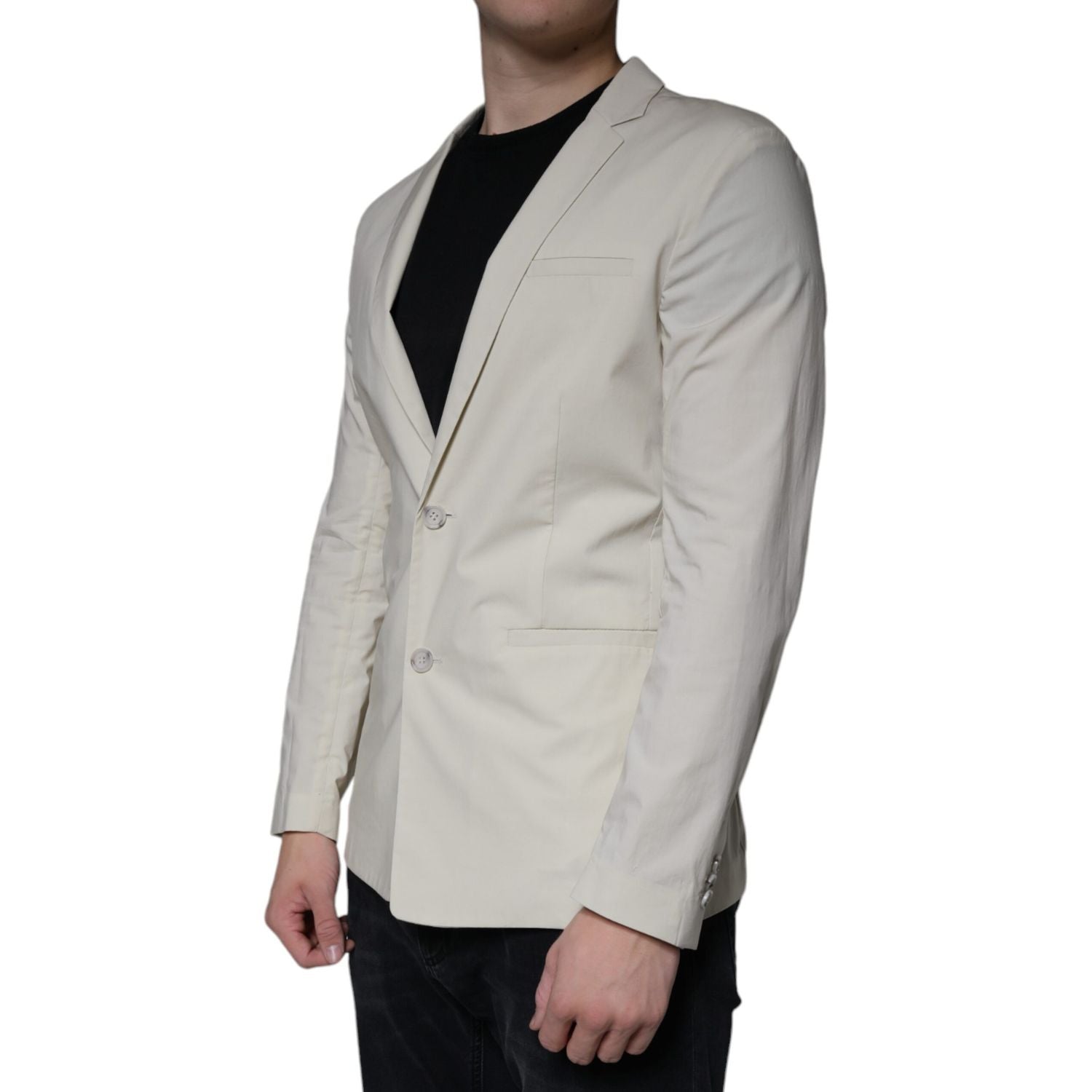 Paolo Pecora Milano Beige Single Breasted Dress Formal Coat Blazer