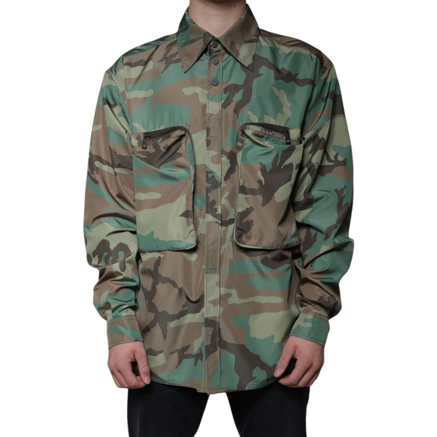 Dolce & Gabbana Multicolor Camouflage Button Down Shirt