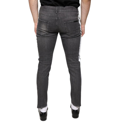 Dolce & Gabbana Black Tattered Cotton Skinny Men Denim Jeans