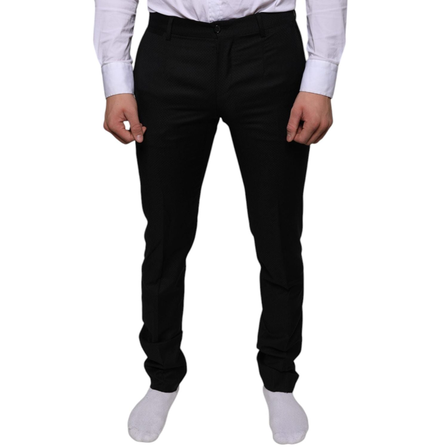 Dolce & Gabbana Black Wool Skinny Dress Formal Pants