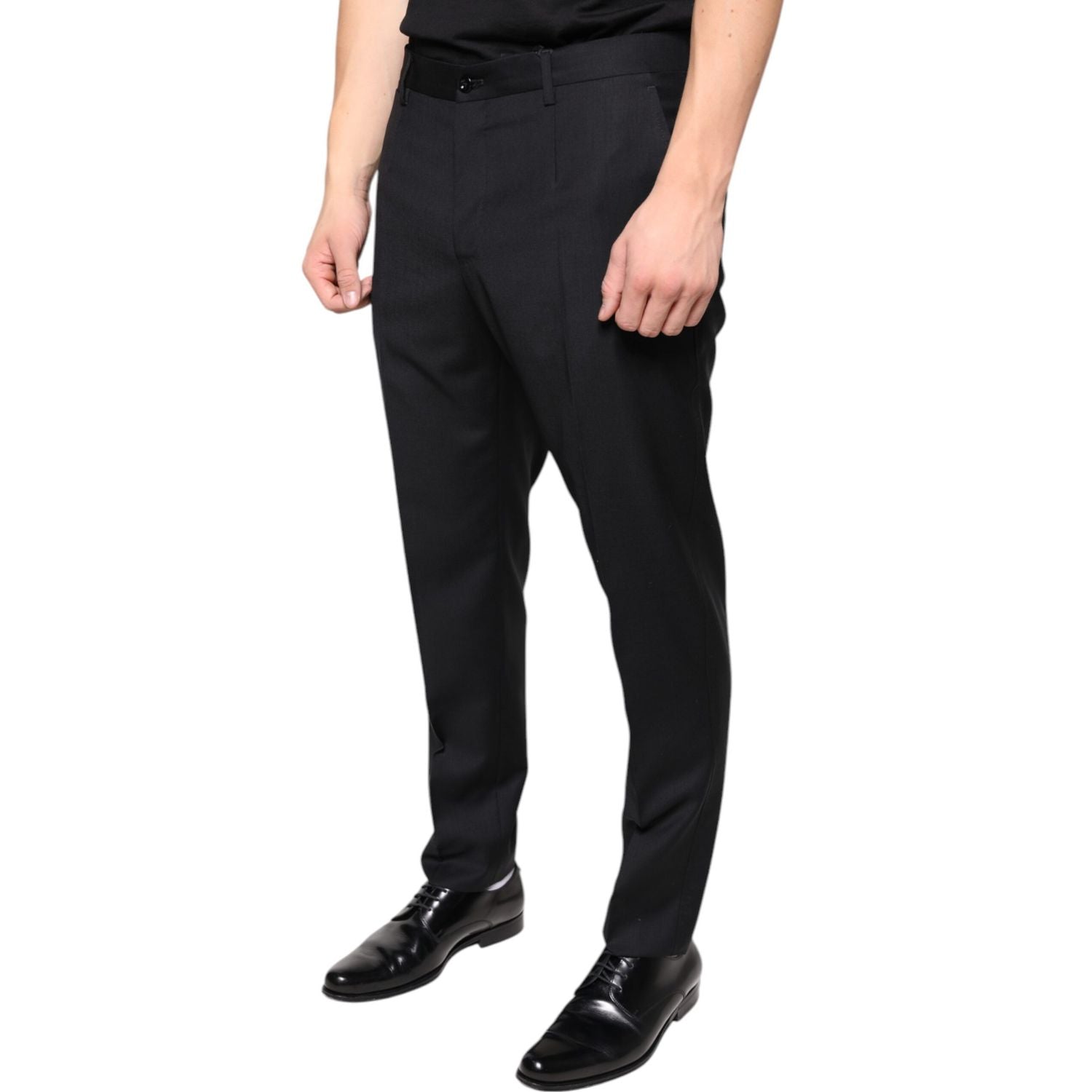 Dolce & Gabbana Black Wool Skinny Men Dress Pants