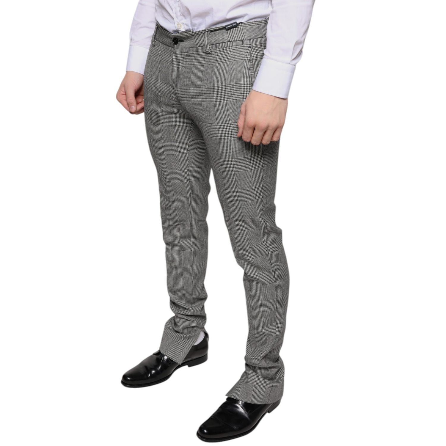 Dolce & Gabbana Gray Check Tartan Wool Skinny Pants